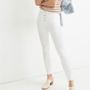 Madewell 10" High-Rise Skinny Jeans in Pure White Raw Hem
